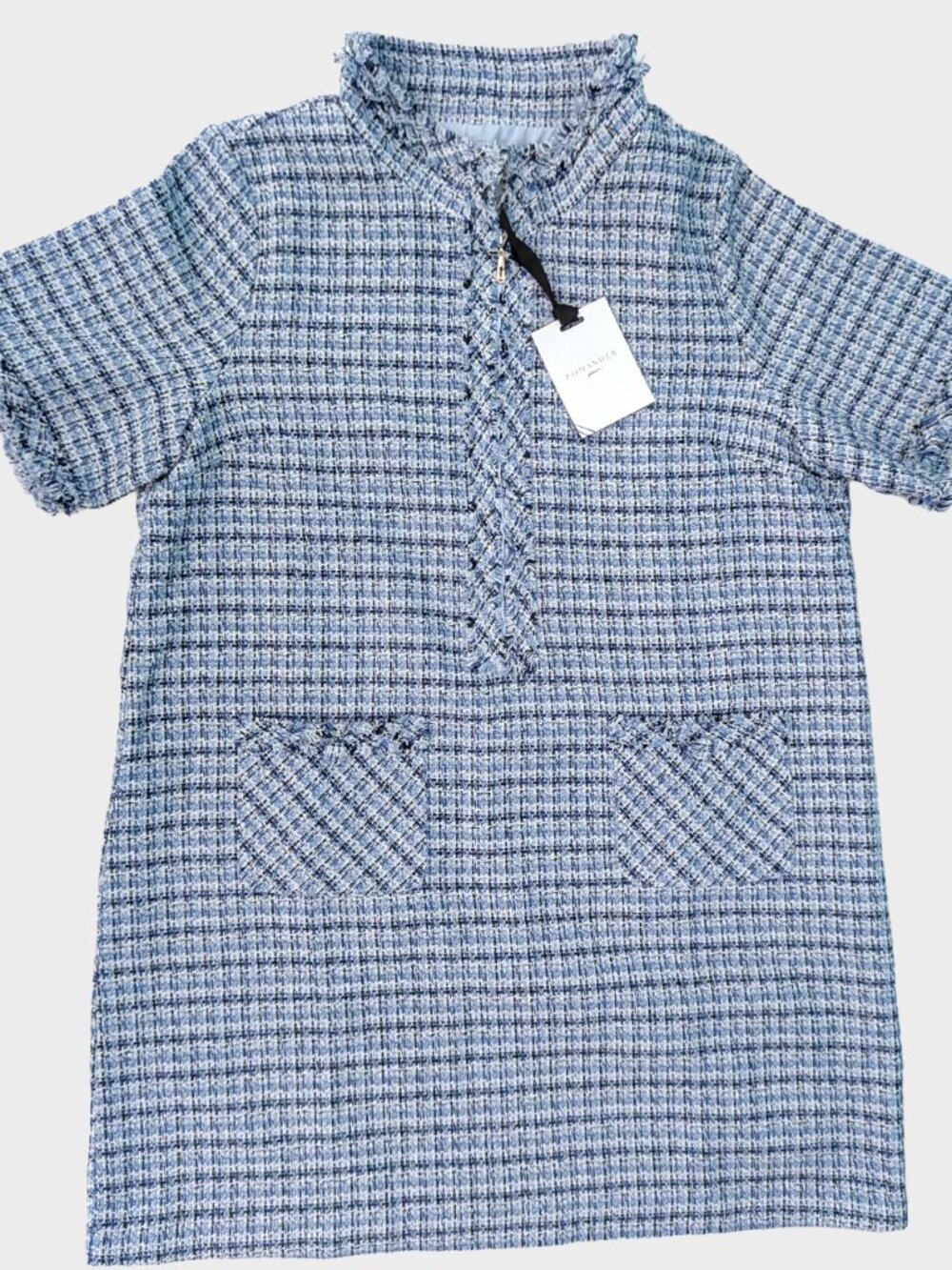 Pomander Place Tweed Ophelia Dress Womens XXL Blue Plaid Tuckernuck Classy Retro